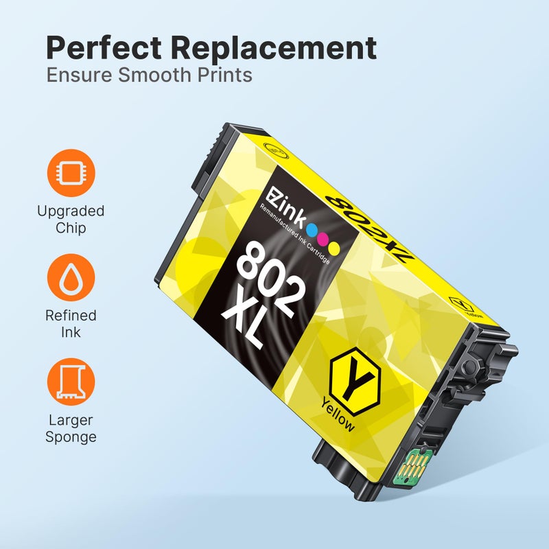 E-Z Ink Remanufactured Ink Cartridge Replacement for Epson 802XL 802 T802XL T802 to use with Workforce Pro WF-4740 WF-4730 WF-4720 WF-4734 EC-4020 EC-4030 (Black Cyan Magenta Yellow, 4 Pack) - Image 2